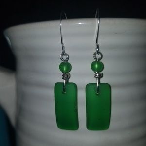 Beautiful Green Beachglass Earrings
